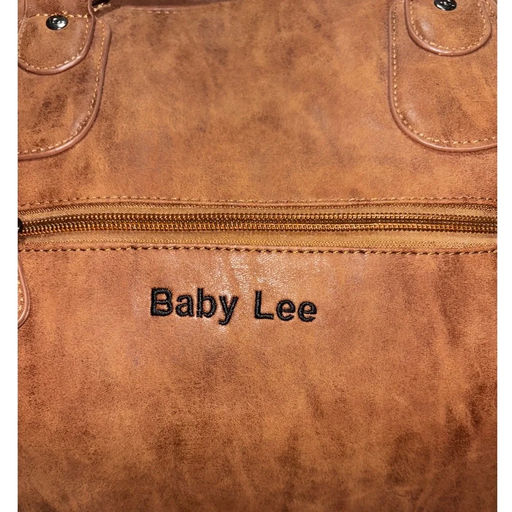 Little‎ Company Vienna Diaper Bag Cognac Brown Vegan Leather Tote baby Lee